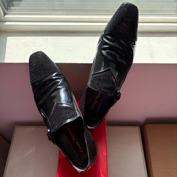 Cesare Paciotti Patent Leather Sequin Designer Luxury Dress Shoes Made in Italy
